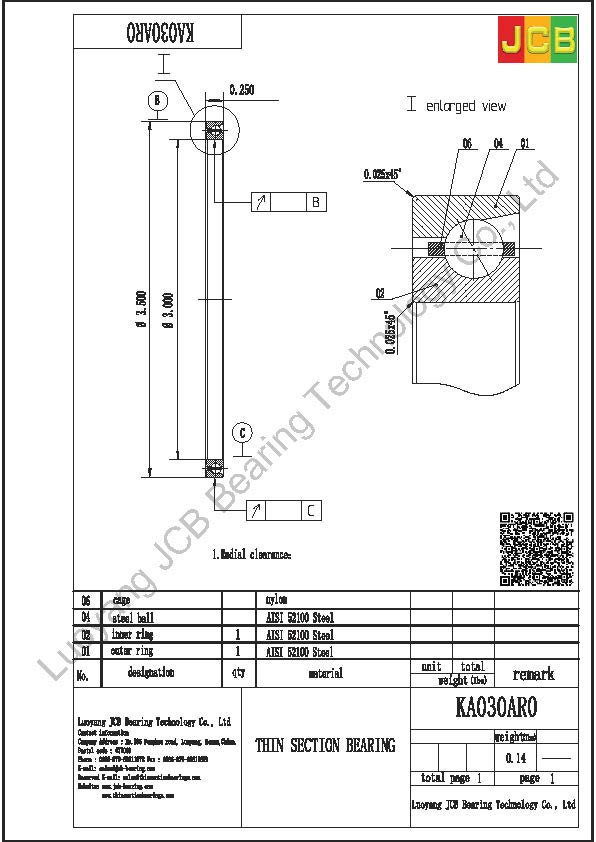 KA030AR0 KAYDON THIN SECTION BEARINGS