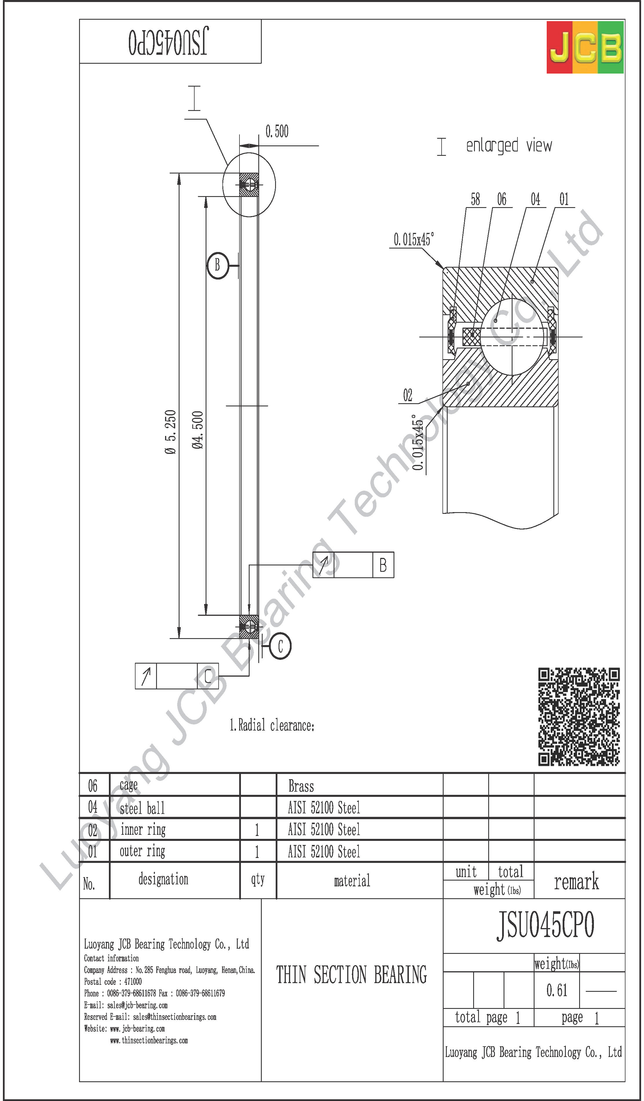 JSU045CP0 THIN SECTION BEARING
