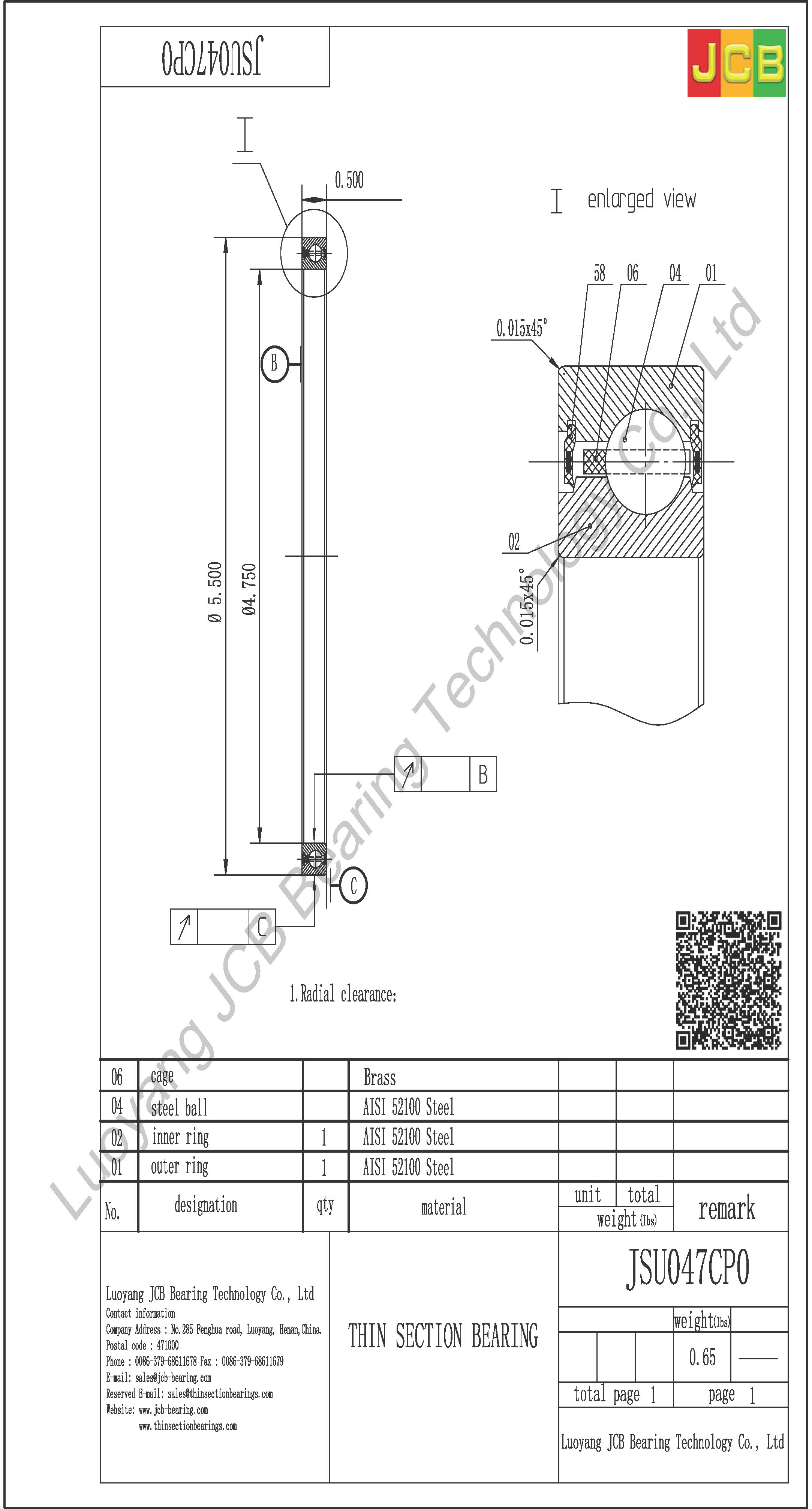 JSU047CP0 THIN SECTION BEARING