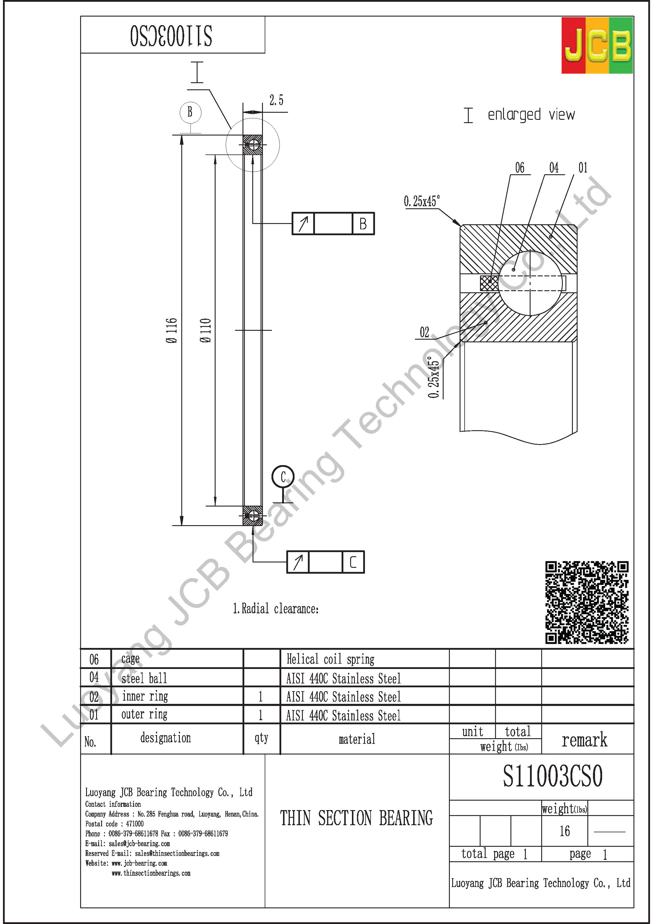S11003CS0 KAYDON THIN SECTION