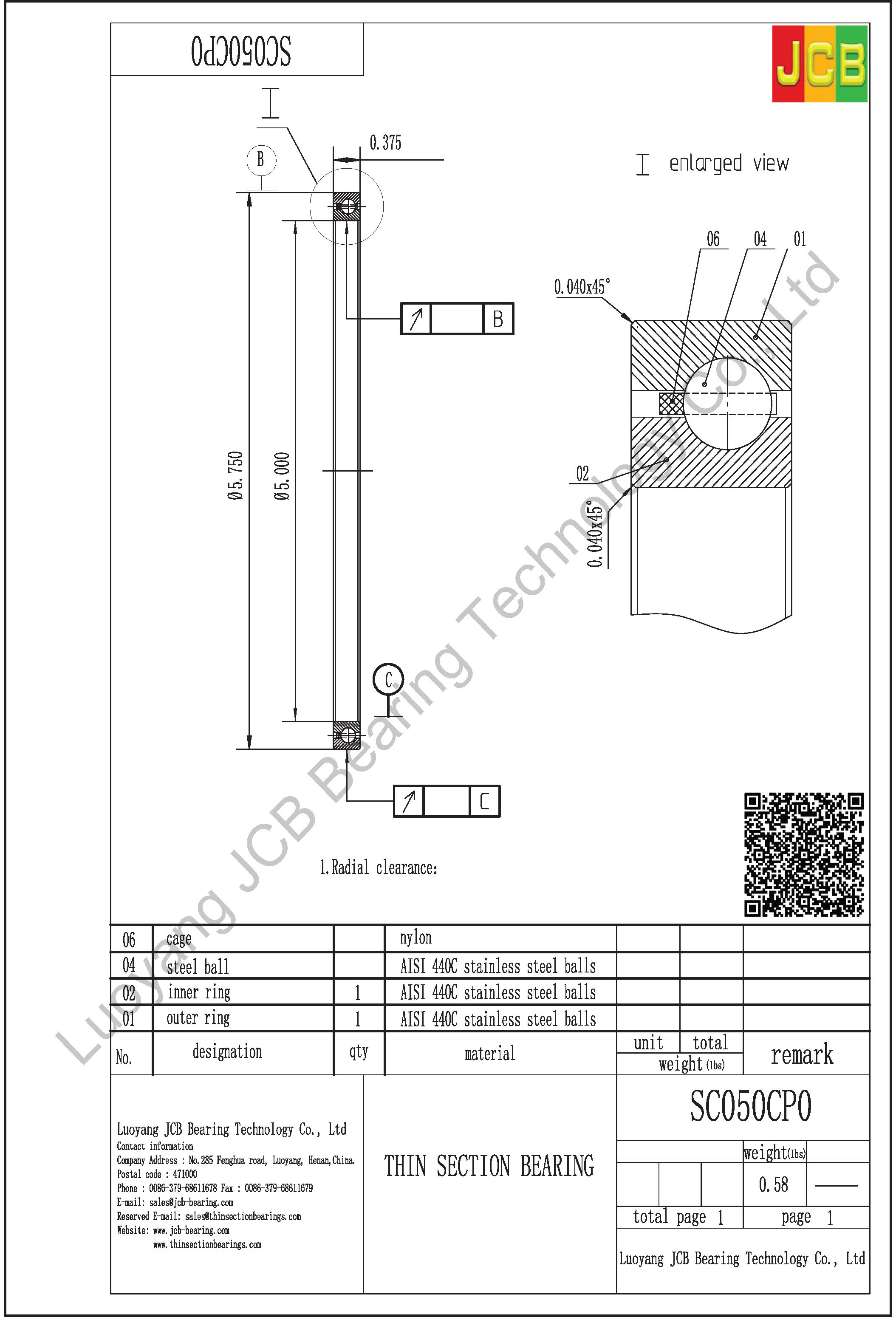 SC050CP0  KAYDON THIN SECTION 