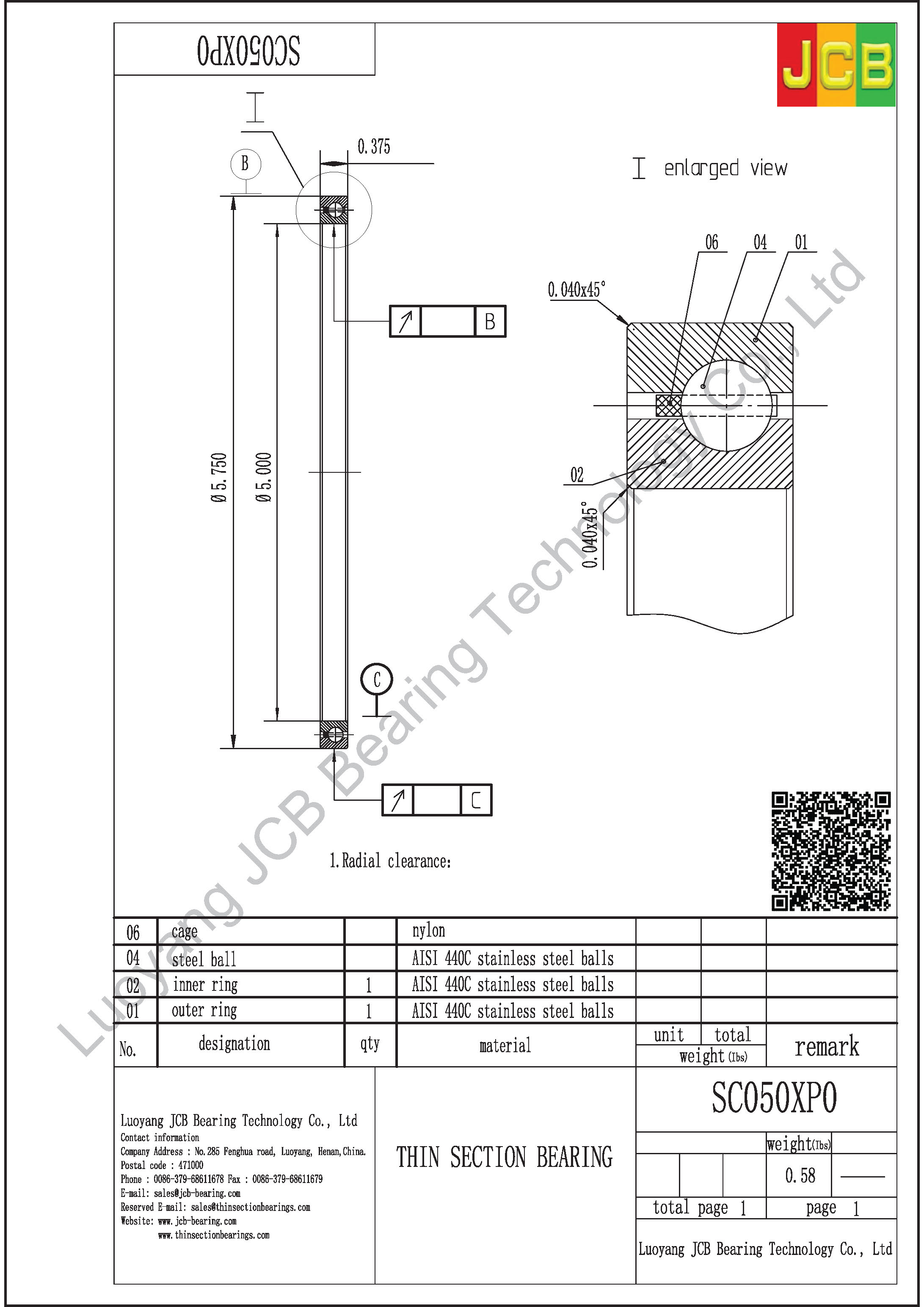 SC050XP0  KAYDON THIN SECTION
