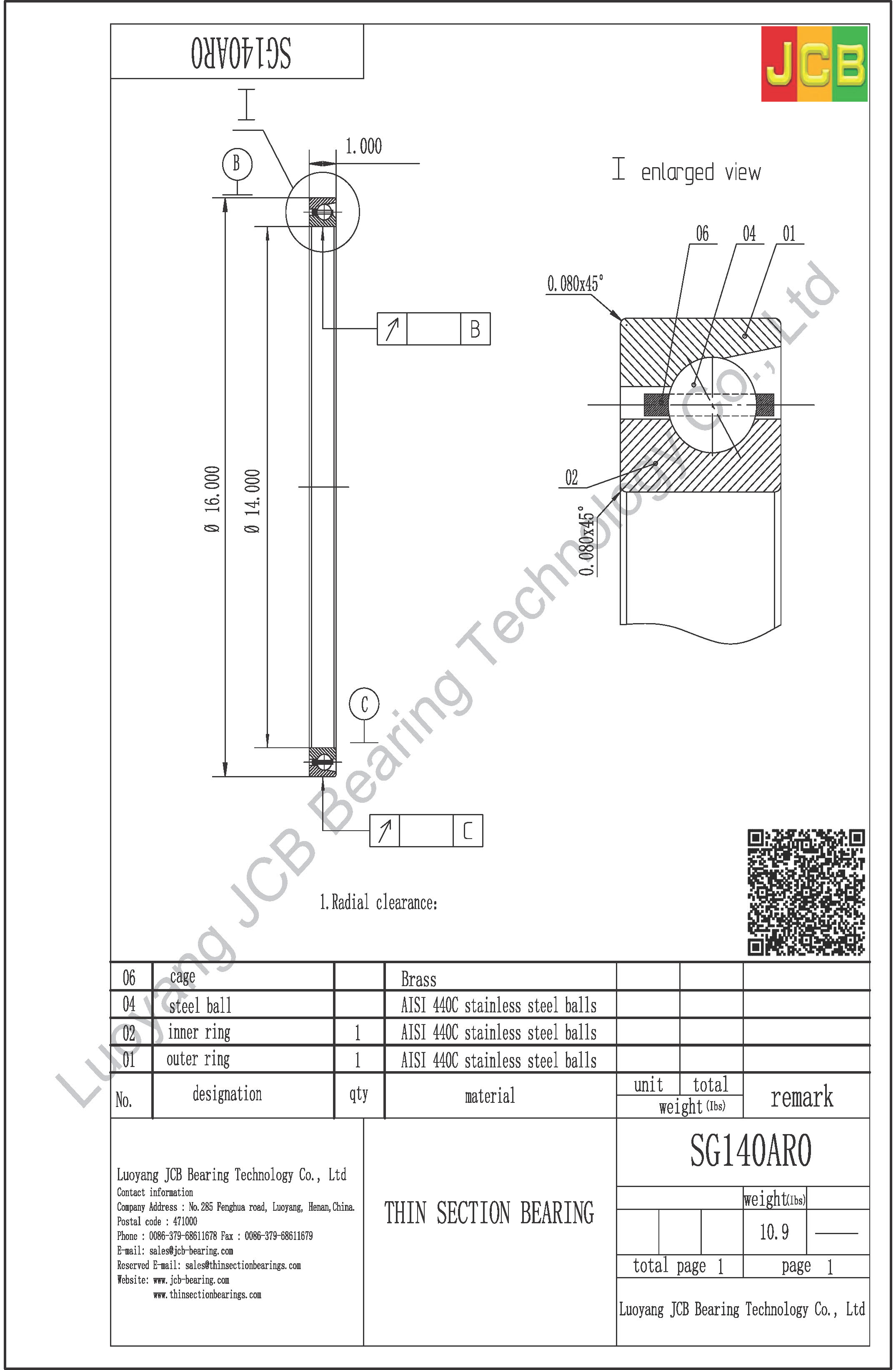 SG140AR0 KAYDON THIN SECTION