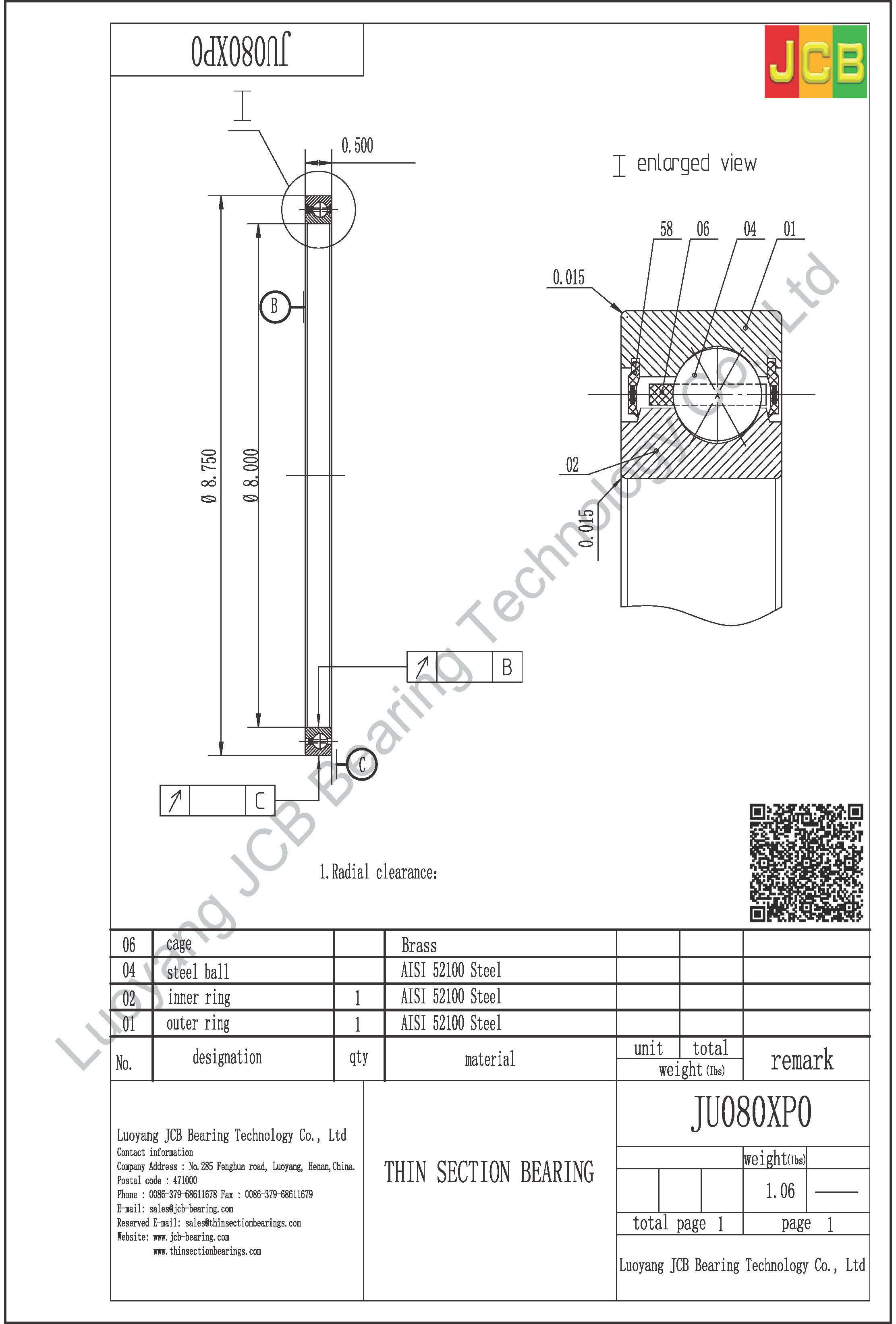 JU080XP0 KAYDON THIN SECTION BEARINGS