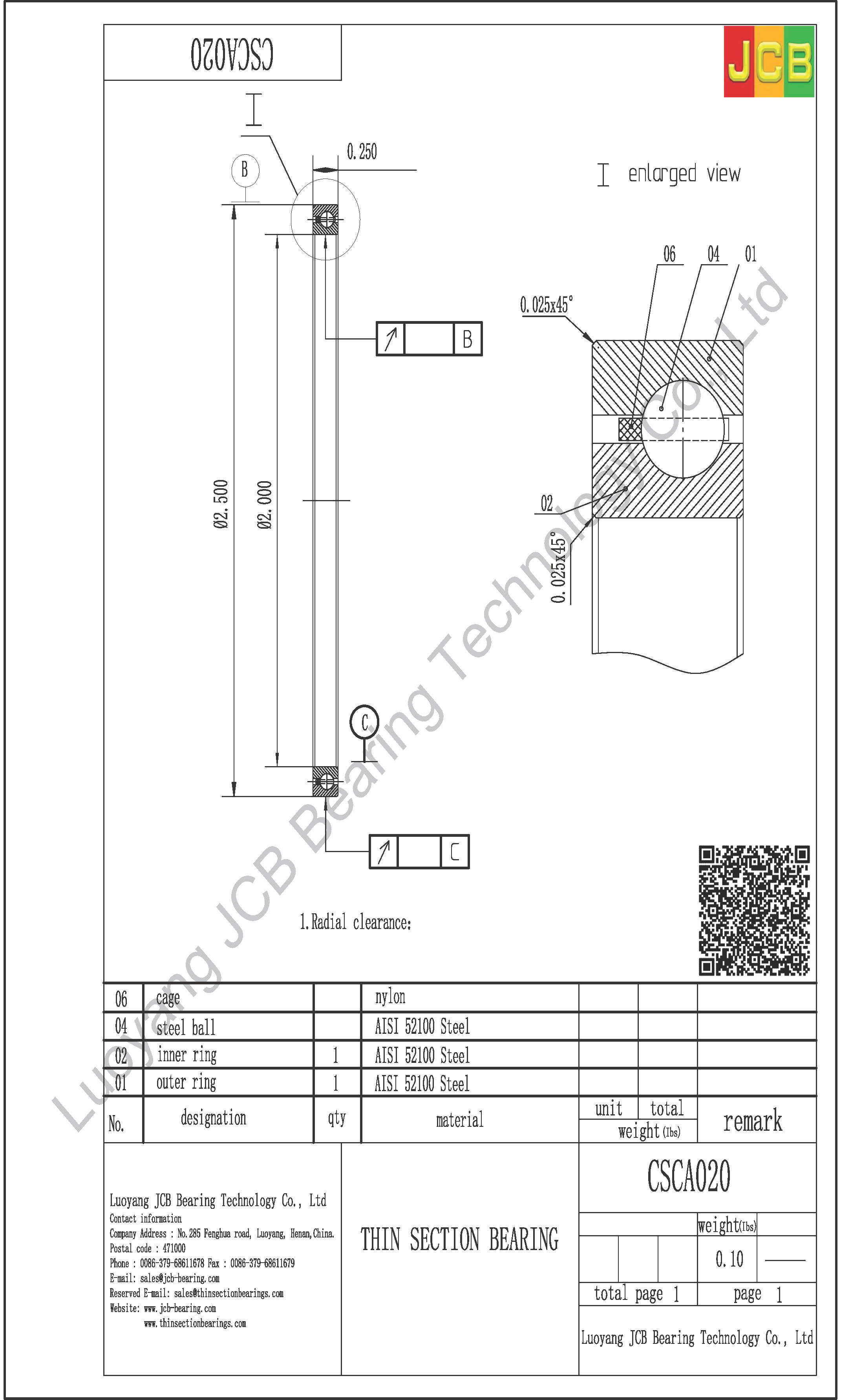 CSCA020 THIN SECTION BEARING