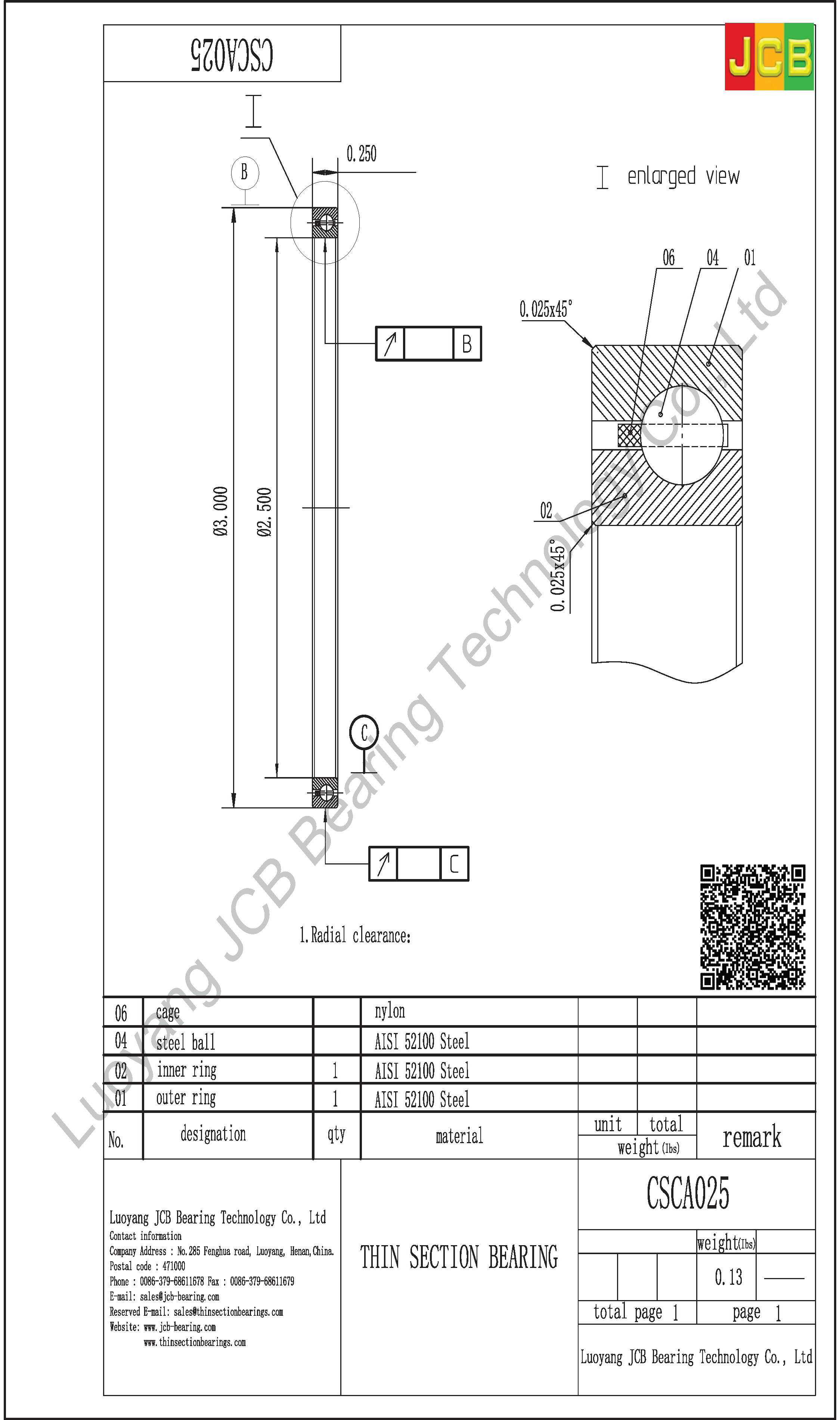 CSCA025 THIN SECTION BEARING