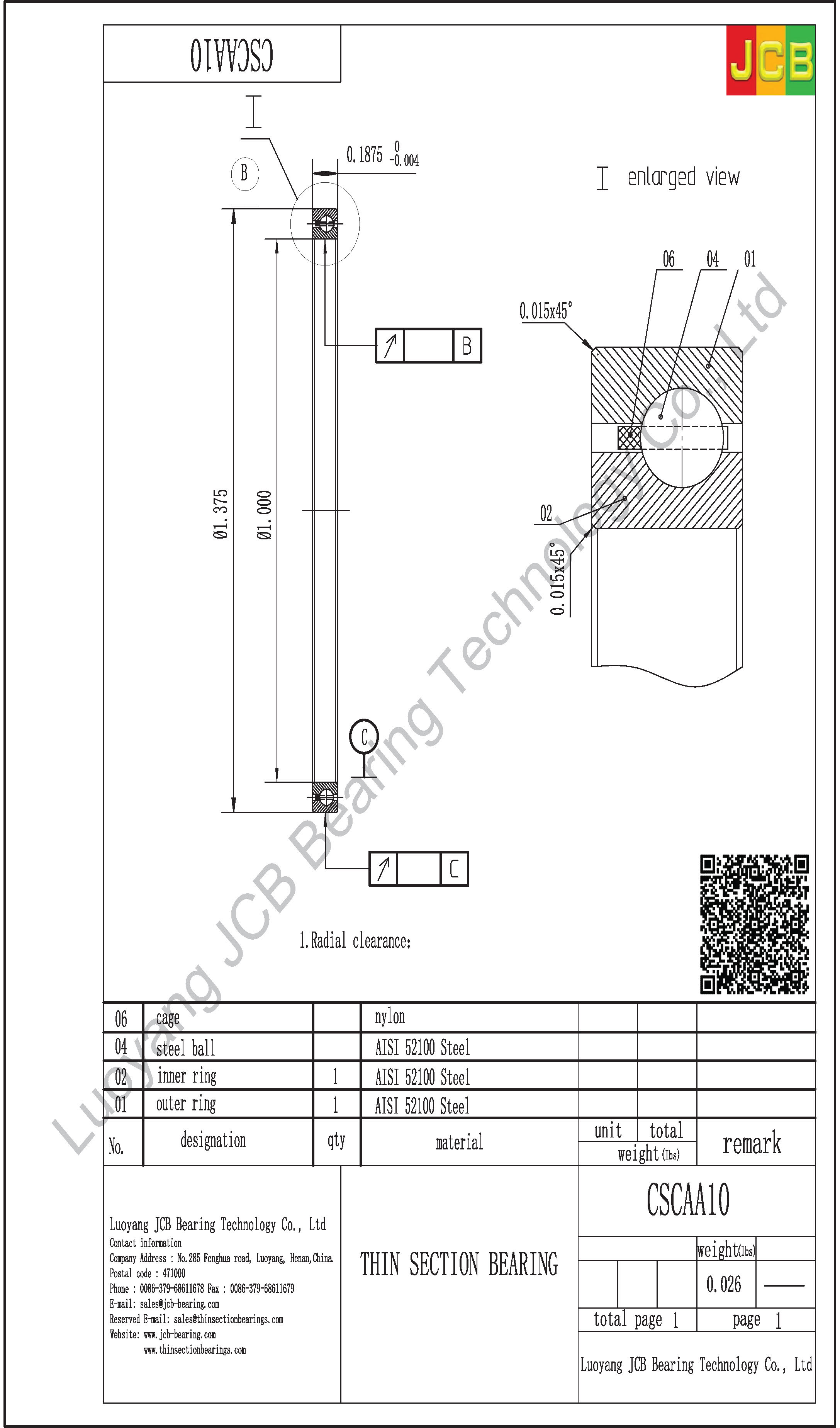 CSCAA010-TV THIN SECTION BEARING