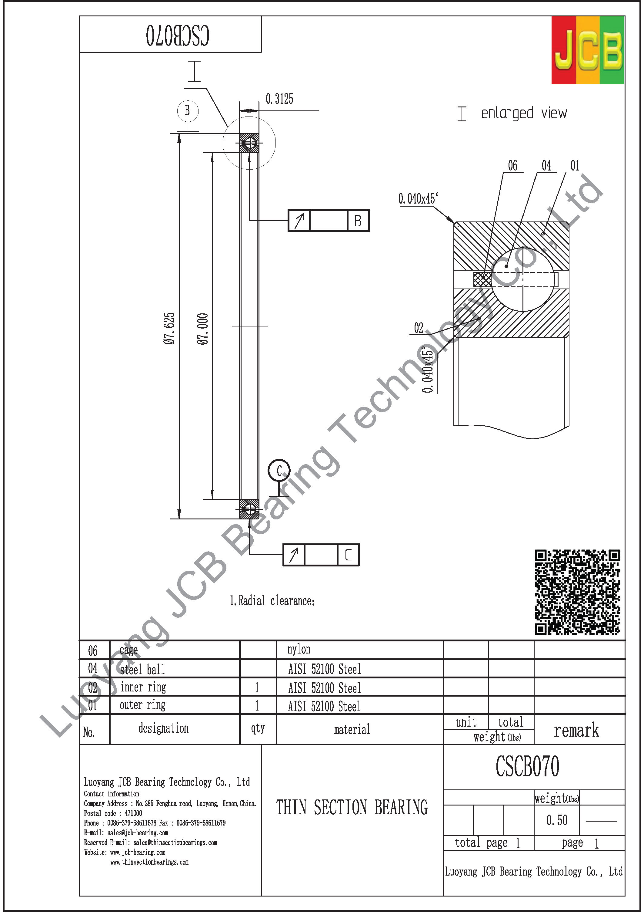 CSCB070 THIN SECTION BEARING