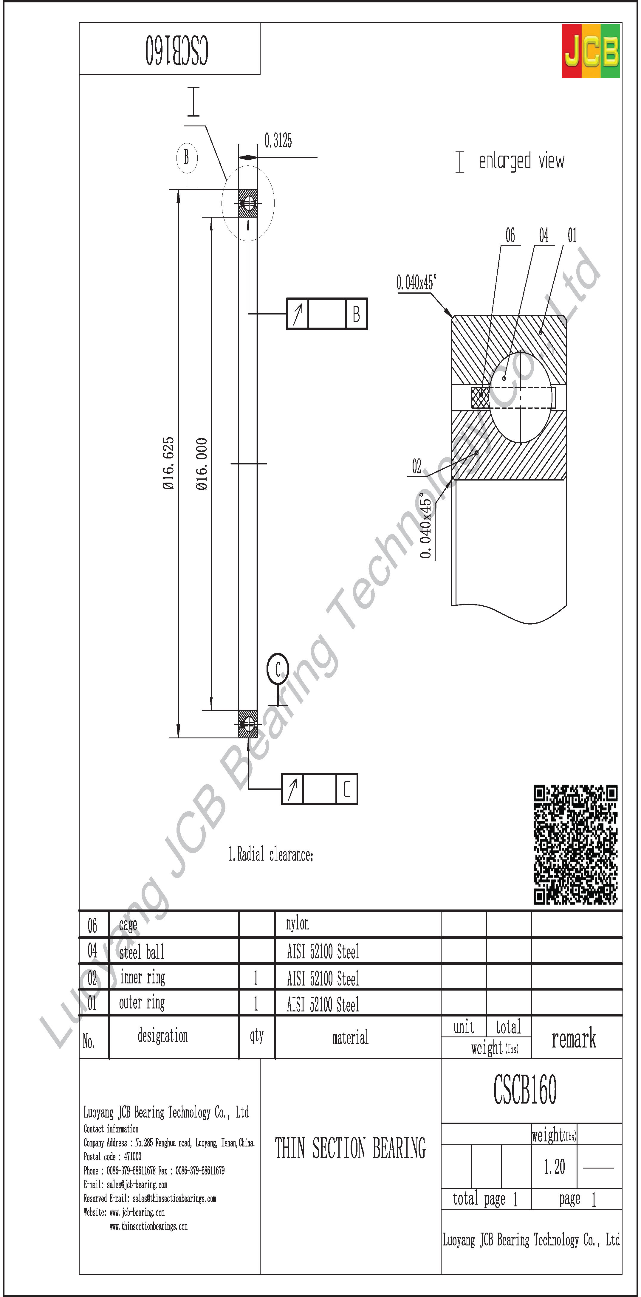 CSCB160 THIN SECTION BEARING