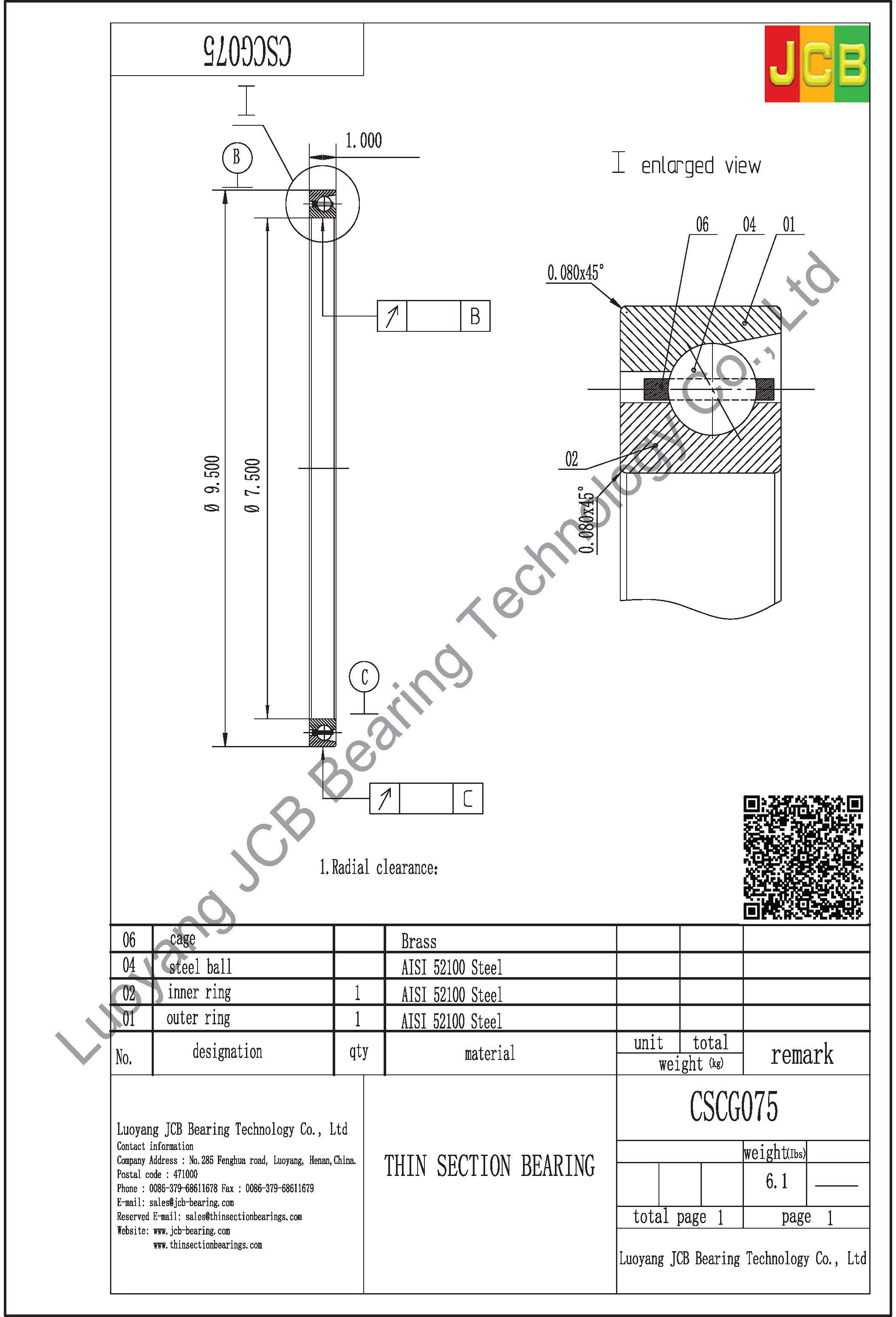 CSCG075 THIN SECTION BEARING