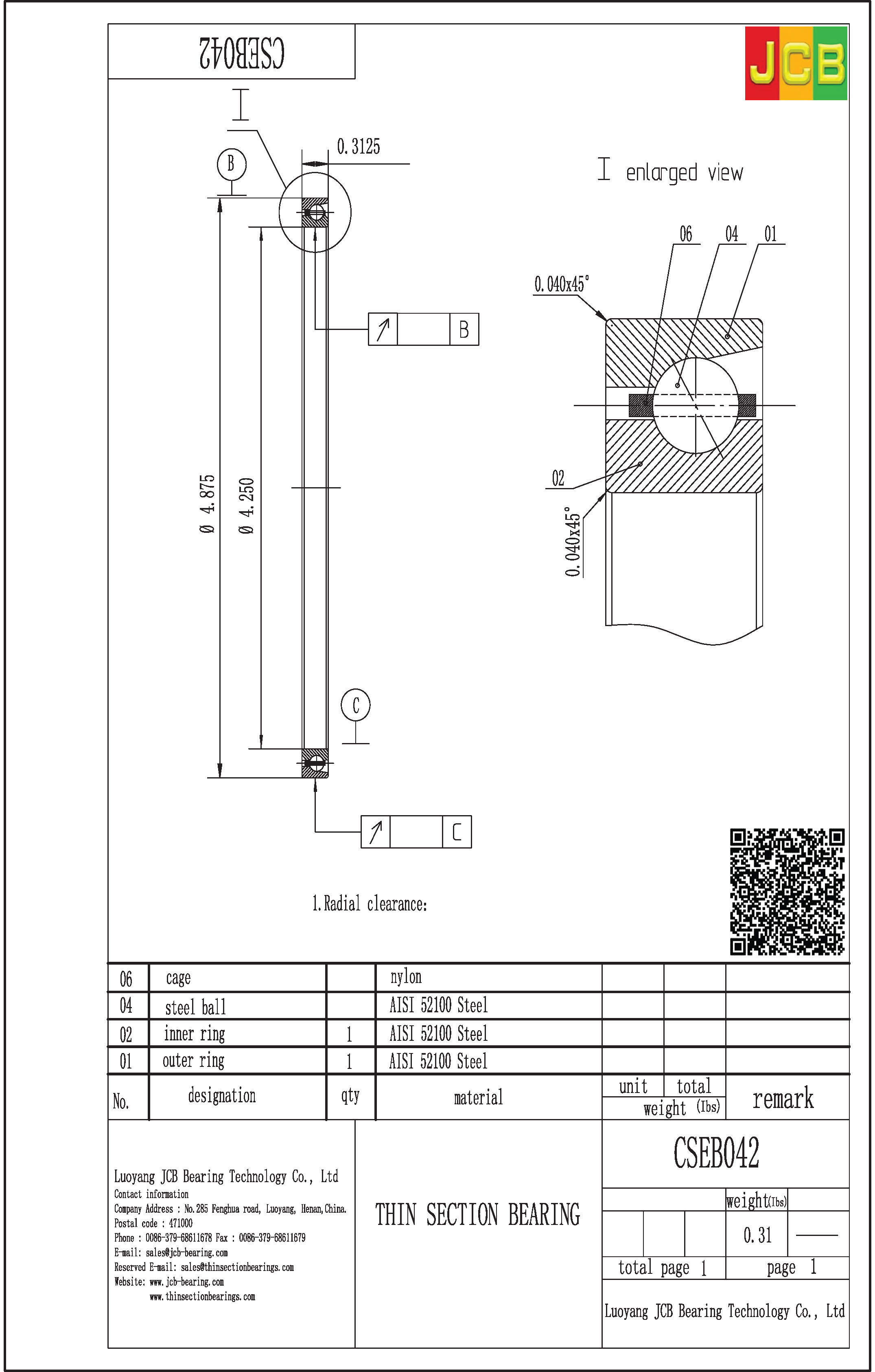 CSEB042 THIN SECTION BEARING