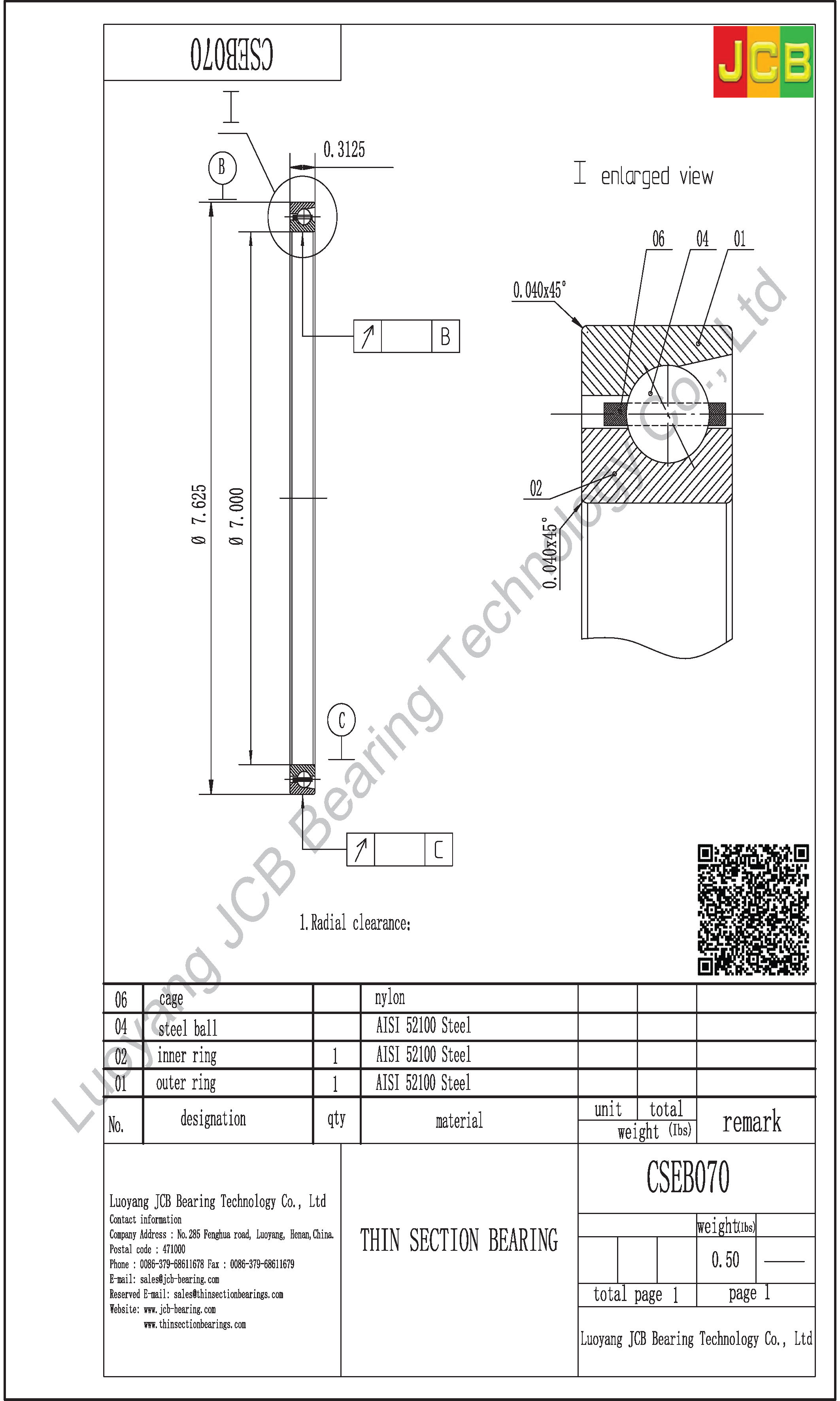CSEB070 THIN SECTION BEARING