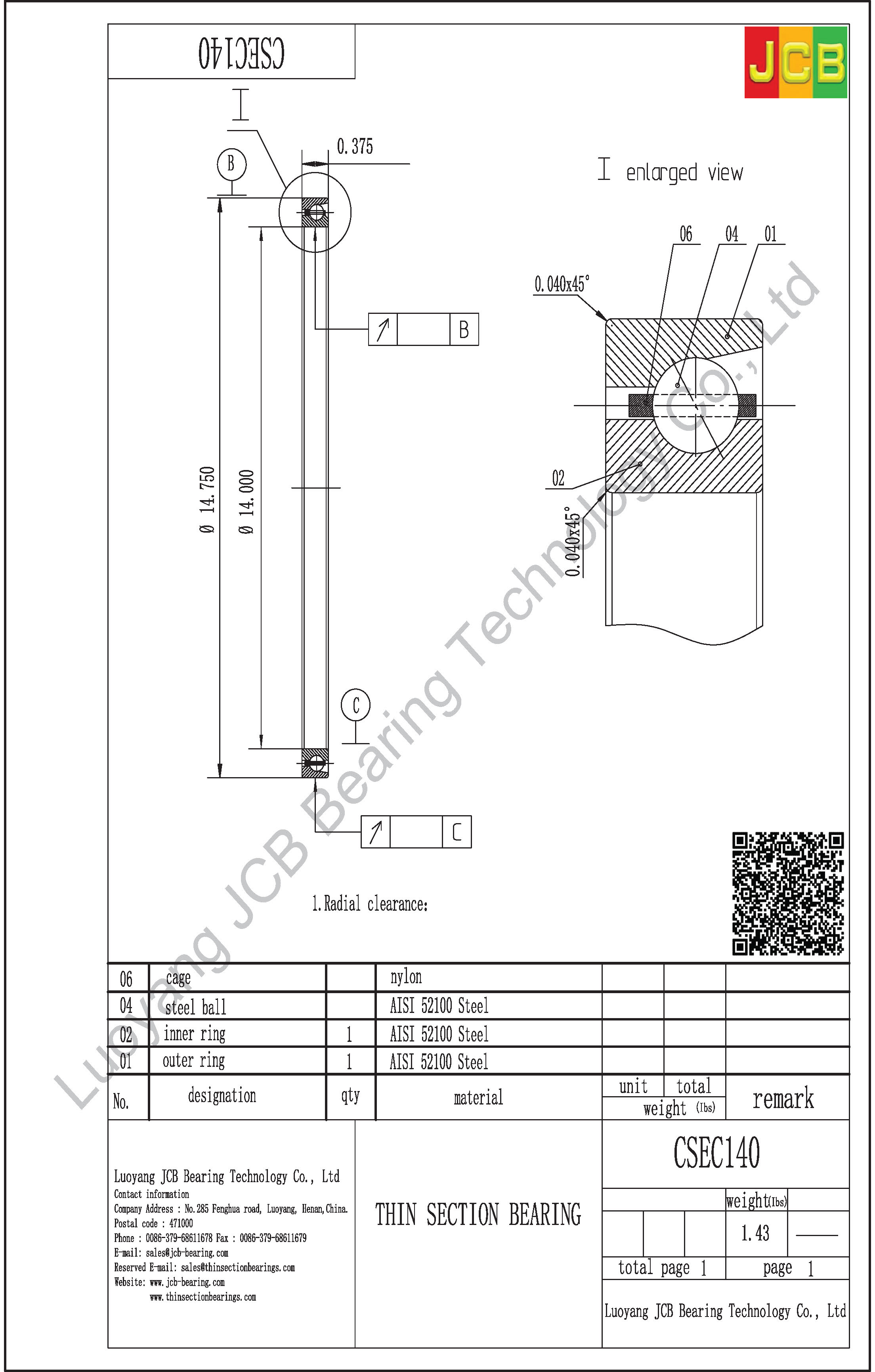 CSEC140 THIN SECTION BEARING