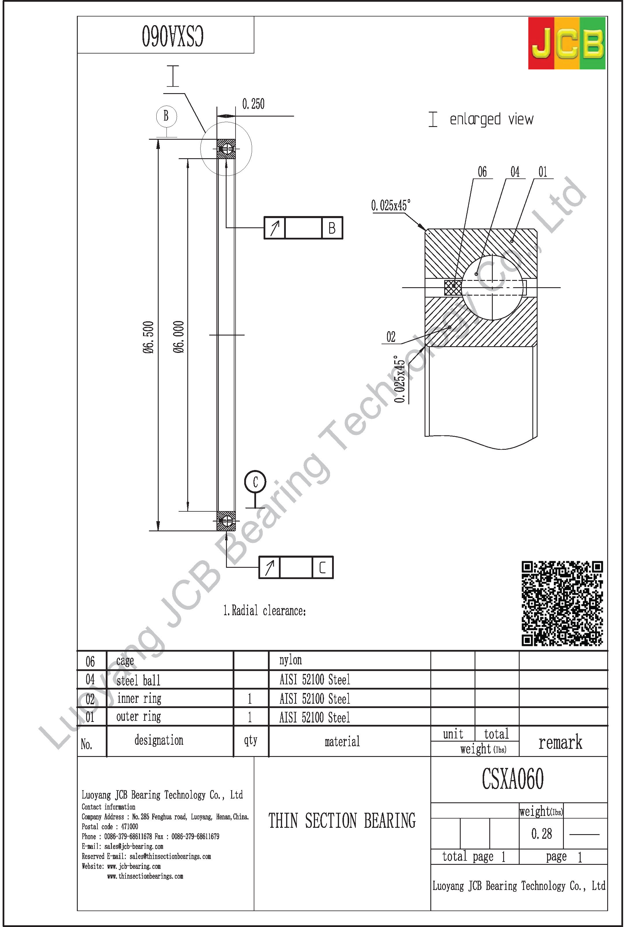 CSXA060 THIN SECTION BEARING