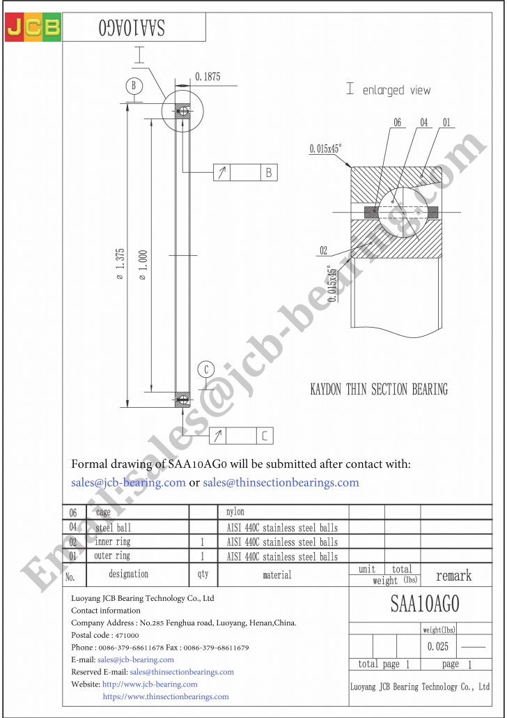 SAA10AG0 THIN SECTION BEARING