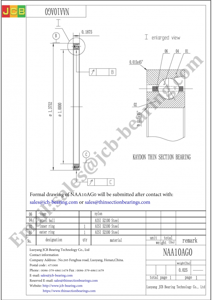 NAA10AG0 THIN SECTION BEARING